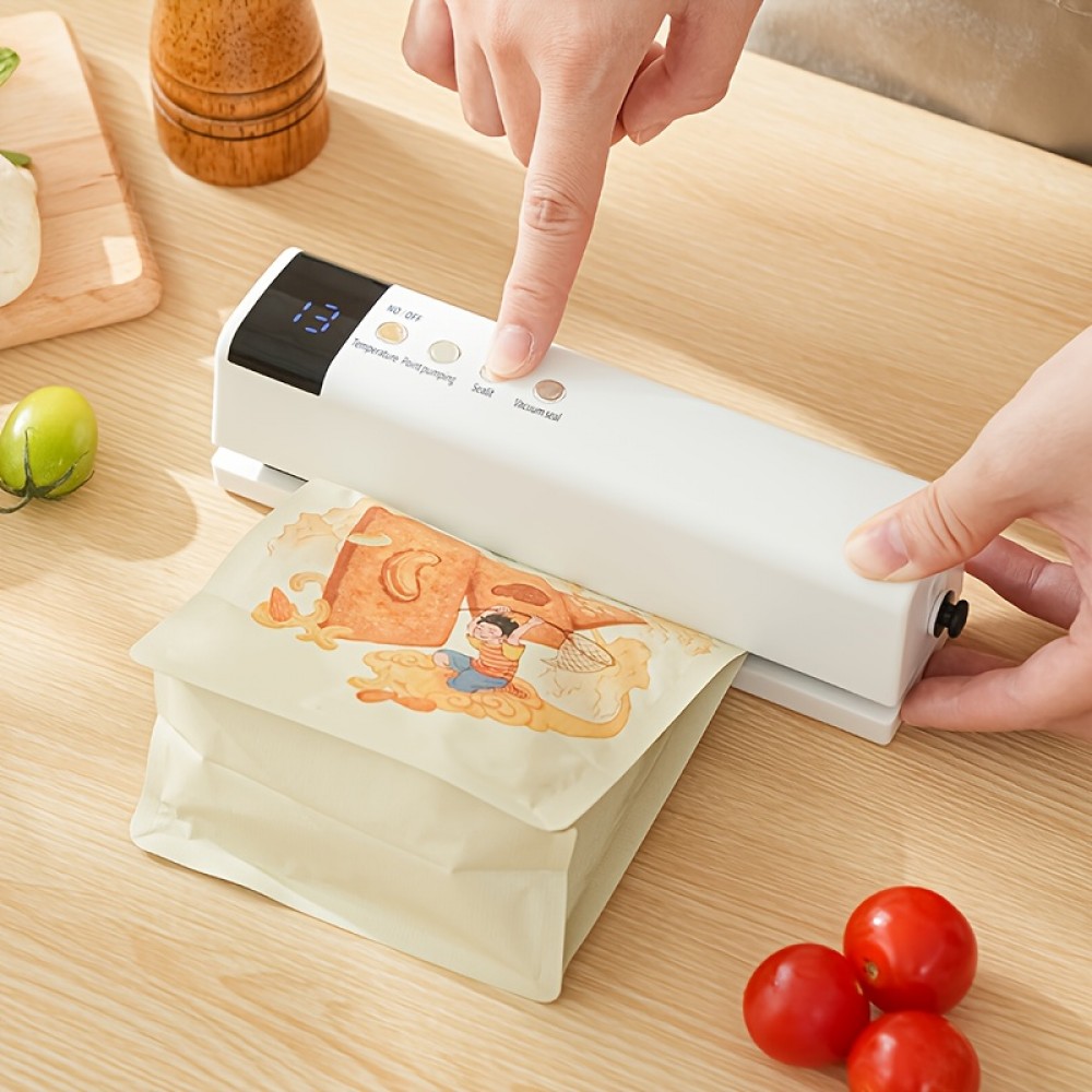 1pc Automatic Vacuum Sealer, USB Rechargeable, Portable Multifunctional Wireless Vacuum Packing Machine, Suitable for Long-Term Preservation with a Compact Design, Ideal for Kitchen And Outdoor Picnics, Sealing Machine, 1200Mah Battery Capacity