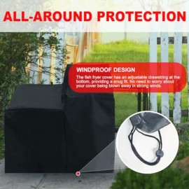 Heavy-Duty Waterproof Deep Fryer Cover with Side Shelf/Cart - Compatible with Bayou Classic 700-704, 700-701, 4 Gallon Fryers - All-Weather Protection, PU Coated Oxford Fabric, Dustproof & Spill-Proof Design, Easy-Clean - Compatible with Bayou Class