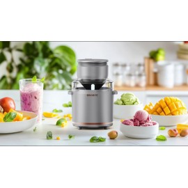 Rechargeable Electric Ice Cream Maker Machine - 1.1Qt (Lower Volume for Soft-Serve) with Double-Wall Insulated Bowl Suitable for Gelato, Milkshakes, Sorbet - Easy-Clean Base, Compact Ice Cream Maker for, Perfect for 3-4 Servings, Ideal Gift, black