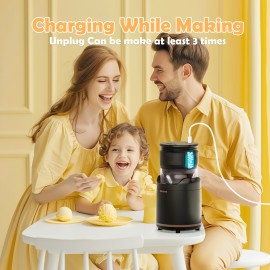 Compact Ice Cream Maker Machine with USB Charging - Rechargeable, Easy to Clean, Perfect for Homemade Ice Cream, Sorbet, Frozen Yogurt - Ideal Gift for Holidays - Black, Ice Cream Maker Machine, Holiday Gift Item, Sleek Appliance