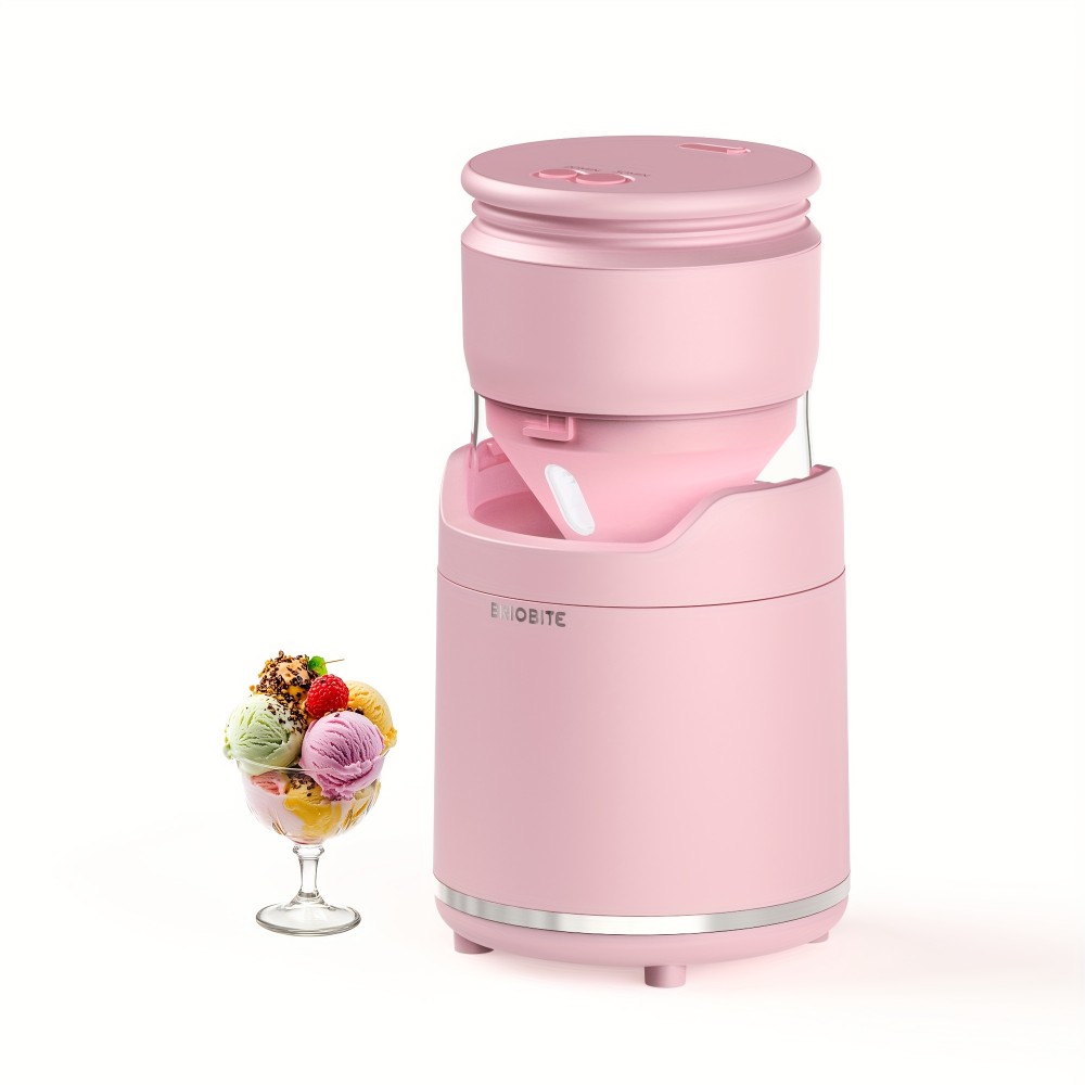 Ice Cream Maker - Rechargeable & Compact Electric Ice Cream Machine For Gelato, Milkshakes & Sorbet, Double-Insulated Bowl, Easy To Clean, Perfect For 1-2 Servings, Pink