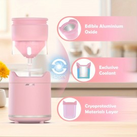 Ice Cream Maker - Rechargeable & Compact Electric Ice Cream Machine For Gelato, Milkshakes & Sorbet, Double-Insulated Bowl, Easy To Clean, Perfect For 1-2 Servings, Pink