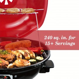 1600W Electric BBQ Grill Techwood Indoor/Outdoor Grill | Double Layer Design, Portable Removable Stand, Serves 15, Ideal for Backyard and Home, Black, Stainless Steel, Non-stick Coating, 110V-130V Power Supply