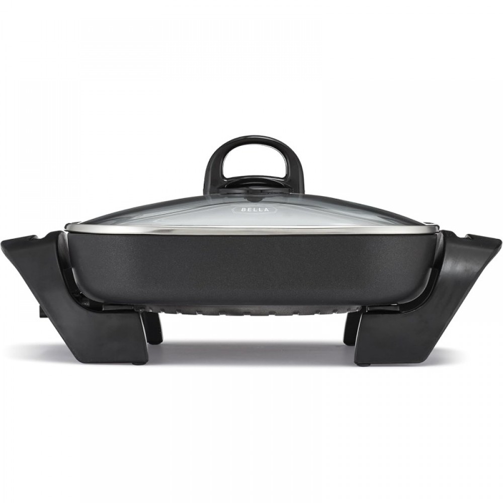 Electric Skillet and Frying Pan with Glass Lid - Nonstick PFOA/PTFE Free Cookware, Removable Heating Probe & Cool-Touch Handle, Dishwasher Safe, 12