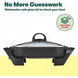 Electric Skillet and Frying Pan with Glass Lid - Nonstick PFOA/PTFE Free Cookware, Removable Heating Probe & Cool-Touch Handle, Dishwasher Safe, 12