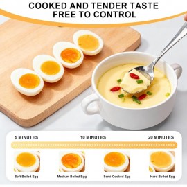 12-Egg Capacity Electric Egg Cooker with One- Operation & Auto Shut-Off, Rapid Boiler for 12 Eggs/6 Eggs & Veggies, 2-Tier Modes, Anti-Scald Handle, for home, RV, Travel - Suitable for Hard/Soft Boiled Eggs, Dumplings
