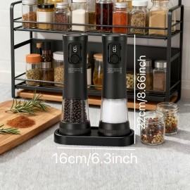 Set of Electric Salt And Pepper Grinders Featuring Two Speed Options, a Rechargeable Automatic Pepper Mill, USB Charging Capability, a Large 3.38oz Capacity, Adjustable Coarseness from The Outside, And an LED Light, Perfect for Home Gatherings