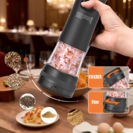 Set of Electric Salt And Pepper Grinders Featuring Two Speed Options, a Rechargeable Automatic Pepper Mill, USB Charging Capability, a Large 3.38oz Capacity, Adjustable Coarseness from The Outside, And an LED Light, Perfect for Home Gatherings
