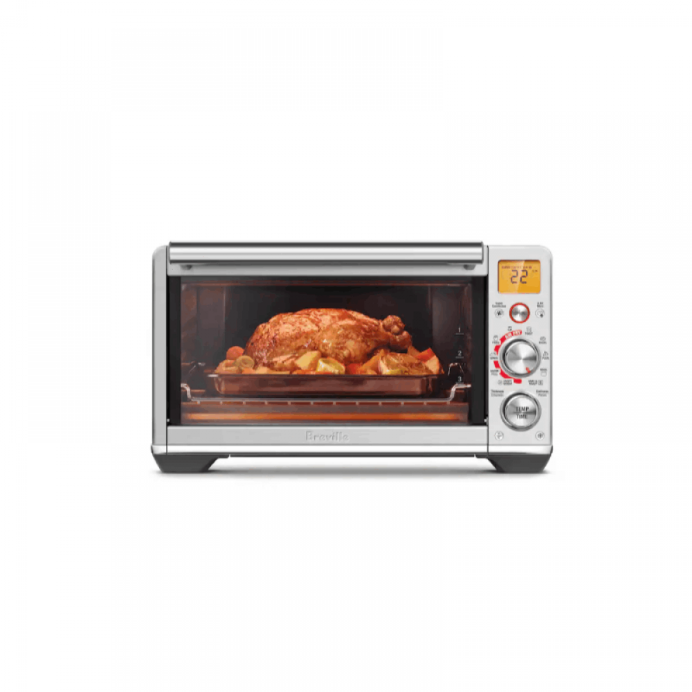 Breville - Smart Oven Air Fryer Compact, 0.5 Cubic Feet Toaster Oven - Brushed Stainless Steel, Compact Air Fryer Toaster Oven, Adjustable Temperature,convenient countertop oven, Kitchen oven equipment