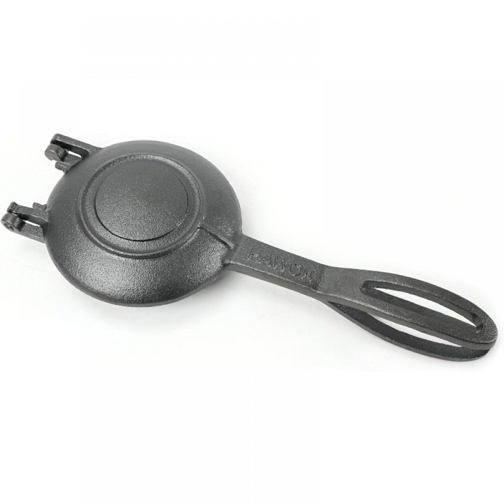 Compact Round Cast Iron Grilled Sandwich & Pie Maker with Single-Side - Portable for Pancakes, Burgers, Pizza - Even Distribution, Cast Iron, Ideal for, Camping, Picnics (No detached