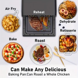 Bluebow 12QT Extra Large Convection Countertop Oven, a Combination Air Fryer And Toaster Oven, Capable of Roasting, Baking, Broiling, Reheating, And Frying Without Oil, Featuring a Stainless Steel Body, LED Digital Touchscreen, a Visible Window