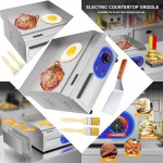 Electric Flat Top Grill, 1500W Electric Flat Top Griddle, 14 Stainless Steel Commercial Griddle with Thermostatic Control for Kitchen BBQ