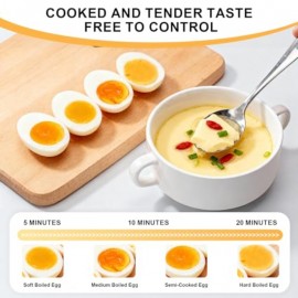 12-Egg Capacity Electric Egg Cooker with One- Operation & Auto Shut-Off, Rapid Boiler for 12 Eggs/6 Eggs & Veggies, 2-Tier Modes, Anti-Scald Handle, Compact for RV/Travel/Home - One Button Multi- Maker