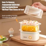 12-Egg Capacity Electric Egg Cooker with One- Operation & Auto Shut-Off, Rapid Boiler for 12 Eggs/6 Eggs & Veggies, 2-Tier Modes, Anti-Scald Handle, Compact for RV/Travel/Home - One Button Multi- Maker