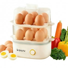 12-Egg Capacity Electric Egg Cooker with One- Operation & Auto Shut-Off, Rapid Boiler for 12 Eggs/6 Eggs & Veggies, 2-Tier Modes, Anti-Scald Handle, Compact for RV/Travel/Home - One Button Multi- Maker