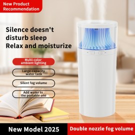 Humidifier, Large Fog Volume, Mute, Large Capacity, Colorful Light Atmosphere, New Spray Technology/double Nozzle Design/cross Spray/three Spray Modes, USB Charging, Suitable for Office, Bedroom, Study, Living Room, Christmas and New Year Gifts