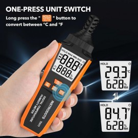 High-Precision Digital Hygrometer & Thermometer with Dew Point, Wet/Bulb Temperature - Backlit LCD Screen, Min/Max Data Hold, Portable Psychrometer Suitable for Indoor/Outdoor, HVAC, Labs, Included (TH11)