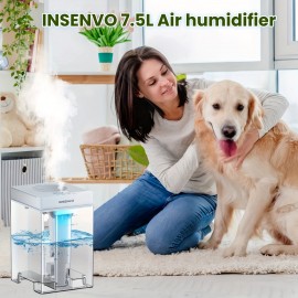 1.98gal Large-capacity Humidifier, Gray, Three-stage Atomization Gear, Suitable for Different Rooms, Timed Shutdown And Energy Saving, Easy to Clean And Maintain, Suitable for Office, Bedroom, Living Room, Apartment, Humidifiers for Bedroom Large