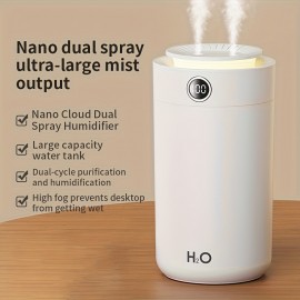 High-Capacity Dual-Outlet Nebulizer & Humidifier with Quiet Operation, USB- Portable Mist Maker, Night & Top-Fill - Suitable for Home, Bedroom, Office - Compact Air Humidifier for Small Rooms (<10㎡)