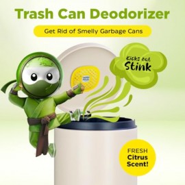 1 Trash Ninja Trash Odor Eliminator | Long-Lasting Citrus Scent Deodorizer with Activated Charcoal Stick-On Freshener for Garbage Can, Fridge, Bathroom, Kitchen, and Diaper Pail Odors