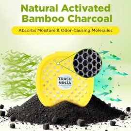 1 Trash Ninja Trash Odor Eliminator | Long-Lasting Citrus Scent Deodorizer with Activated Charcoal Stick-On Freshener for Garbage Can, Fridge, Bathroom, Kitchen, and Diaper Pail Odors