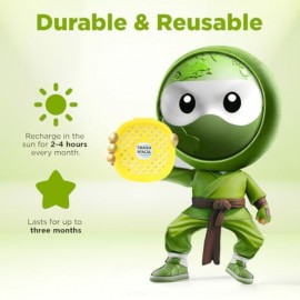 1 Trash Ninja Trash Odor Eliminator | Long-Lasting Citrus Scent Deodorizer with Activated Charcoal Stick-On Freshener for Garbage Can, Fridge, Bathroom, Kitchen, and Diaper Pail Odors