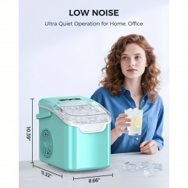 Countertop Ice Makers, Portable Machines with Handles, Self-Cleaning Features, Producing 26.5 Lbs of Ice in 24 Hours, Ready in 6 Minutes with 9 Ice Cubes, Including an Ice Scoop And Basket, Suitable for Home, Office, Or Kitchen Use.