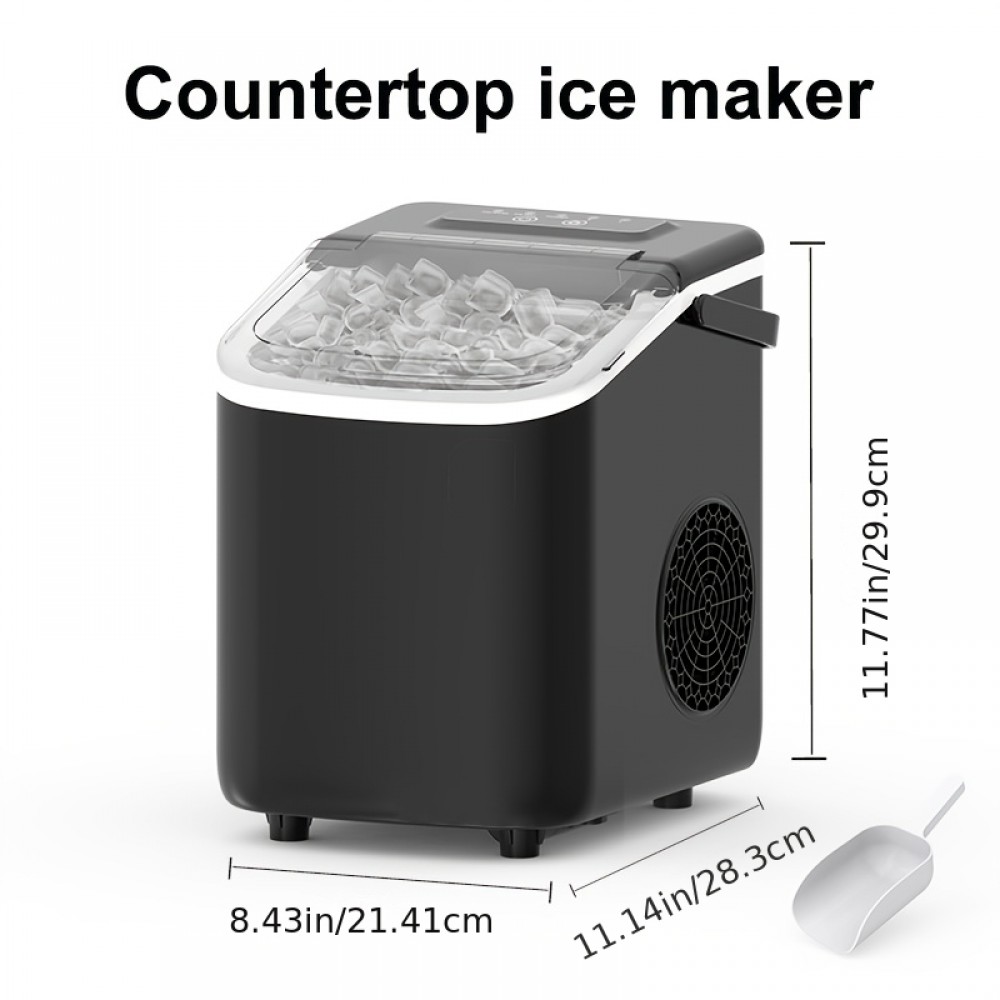 Ice Maker Machine For Countertop 30 Pound Bullet Ice Machine, Portable Bullet Ice Machine Can Produce 9pcs Of Bullet Ice In 6 Minutes, With Automatic Cleaning Function For Baskets And Spoons, And Can Be Operated With One Click For Campings