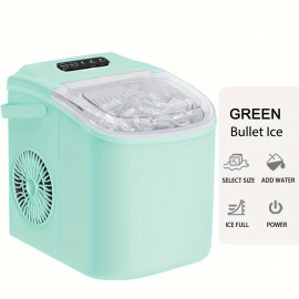 Ice maker machine for countertops, makes 26 lbs of ice in 24 hours and 9 ice cubes in 6 minutes with basket and scoop for self-cleaning.