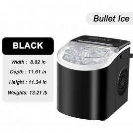 Countertop Ice Maker With Handle | Produces 26 Pounds Of Ice Within 24 Hours, Makes 9 Ice Cubes In 6 Minutes, Portable with Basket and Ice Scoop, Suitable for Malls/Warehouses/Offices
