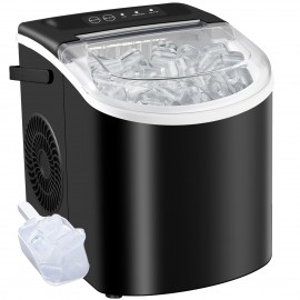 Countertop Ice Maker With Handle | Produces 26 Pounds Of Ice Within 24 Hours, Makes 9 Ice Cubes In 6 Minutes, Portable with Basket and Ice Scoop, Suitable for Malls/Warehouses/Offices
