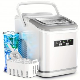 Ice Maker Countertop, Self-Cleaning Ice Machine with Ice Scoop and Basket, 26lbs/ 24h, 2 Sizes of Ice, for Home, Kitchen, Party
