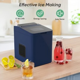 Ice Maker Countertop, 9 Cubes Ready In 7 Mins, 20lbs In 24Hrs, 2 Sizes Of Bullet Ice, Self-Cleaning Ice Machine With Ice Scoop And Basket For Home Kitchen