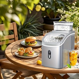 Countertop Ice Machine, with a 1.5 Liter Removable Water Tank, 24 Hours Timer, Automatic Cleaning Function, Up to 35 Pounds of Ice Every Day, 9/ 6-13 Minutes, Portable Ice Maker, Summer Is Cool, Smoothies, Visible Cistern, Holiday Gifts, Outdoor