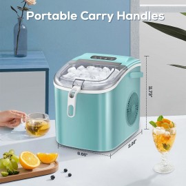Ice Maker Countertop, Portable Ice Machine with Carry Handle, Self-Cleaning Ice Makers with Basket and Scoop, 9 Cubes in 6 Mins, 26 lbs per Day, Suitable for Homes, Kitchens, RVs, Parties, Bar, Office, Camping