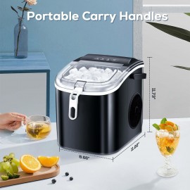 Ice Maker Countertop, Portable Ice Machine with Carry Handle, Self-Cleaning Ice Makers with Basket and Scoop, 9 Cubes in 6 Mins, 26 lbs per Day, Suitable for Homes, Kitchens, RVs, Parties, Bar, Office, Camping