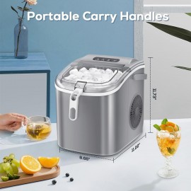 Ice Maker Countertop, Portable Ice Machine with Carry Handle, Self-Cleaning Ice Makers with Basket and Scoop, 9 Cubes in 6 Mins, 26 lbs per Day, Suitable for Homes, Kitchens, RVs, Parties, Bar, Office, Camping