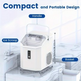 Nugget Ice Maker Countertop with Handle - 35Lbs/Day Soft Chewable Pebble Ice, Self-Cleaning Function, Includes Scoop & Basket - Compact Design for Home, Office, Kitchen, Halloween & Christmas Parties, Chewable Ice Maker