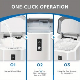 Nugget Ice Maker Countertop with Handle - 35Lbs/Day Soft Chewable Pebble Ice, Self-Cleaning Function, Includes Scoop & Basket - Compact Design for Home, Office, Kitchen, Halloween & Christmas Parties, Chewable Ice Maker