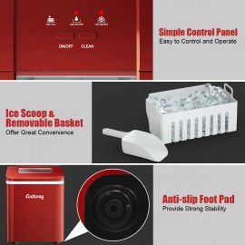 Multigot Portable Ice Maker Machine Countertop 26Lbs/24H Self-cleaning w/ Scoop Red