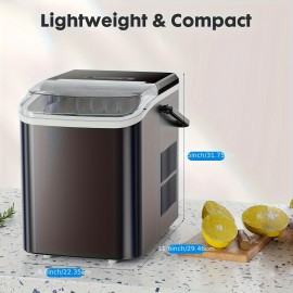 Countertop Ice Maker, Nugget Portable Ice Machine, 9 Bullet Ice Cubes In 6 Mins, 26.6lbs In 24Hrs Self-Cleaning with Handle, Basket, Scoop for Home, Kitchen/Party/Camping/RV, Ice Maker with Handle, Ice Maker Machine Countertop, Large Capacity Ice Ma