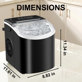 Countertop Ice Maker with Handle, Produces 26 Pounds Of Ice Within 24 Hours And 9 Ice Cubes In 7 Minutes. Portable Ice Maker Includes Ice Basket And Scoop, Suitable for Home/kitchen/camping/apartment Use.