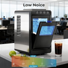 Portable Countertop Ice Maker Machine - 8 Cubes in 6 Mins, 26 lbs/24H, Self-Cleaning Compact Ice Maker with 27.05oz Tank & 1.1lb Bin, Fast Ice Production for Home, RV, Camping, Parties, Plug-in (110V) with Scoop & Basket