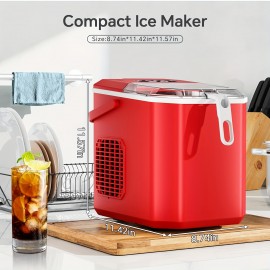 Ice Machines Makers Countertop, Ice Machine With Handle, 26Lbs In 24Hrs, 9 Cubes Ready In 6 Mins, Self-Cleaning Portable Ice Maker, 2 Sizes Of Bullet Ice Cubes For Home And Office Commercial