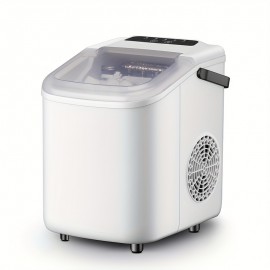 Countertop Ice Maker with Handle - Auto-Cleaning, 9 Cubes in 7 Mins, 20lbs in 24Hrs, Dual Bullet Ice Sizes, Ideal for Home, Kitchen, Parties & Camping, Removable Top Cover with Basket & Scoop, 110V-130V