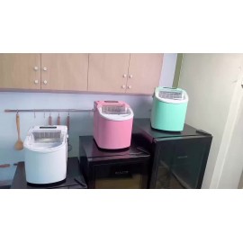 Countertop Ice Maker - Produces 9 Ice Cubes In 7 Minutes, Daily Output Of 26 Pounds, Available In Multiple Colors, Includes Ice Scoop, Compact Size Ideal for Kitchens, Living Rooms, Offices, Apartments, Etc. - Black/White/Green/Pink,  Office
