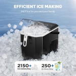 Countertop Ice Maker Machine with Handle | 26lbs Per Day, 9 Ice Cubes Ready in 6 Minutes, Auto Cleaning, Portable with Basket and Scoop for Home Kitchen Camping RV