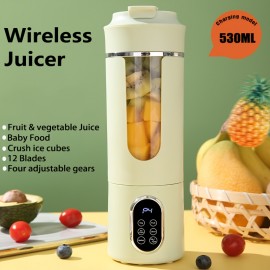 Hilton Cordless Blender with 12 Blades - USB-Powered Portable Blender, 18oz Cup, Powerful 21000 RPM Motor, Digital Display, Compact Personal Blender for Smoothies, Shakes, Fruit Juice, Ice - Ideal for Home, Travel, Gym, Office - Perfect Christmas Gi