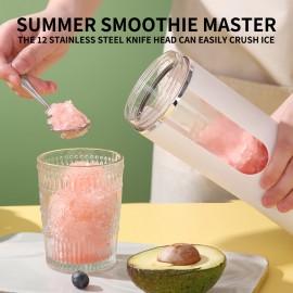 Hilton Cordless Blender with 12 Blades - USB-Powered Portable Blender, 18oz Cup, Powerful 21000 RPM Motor, Digital Display, Compact Personal Blender for Smoothies, Shakes, Fruit Juice, Ice - Ideal for Home, Travel, Gym, Office - Perfect Christmas Gi