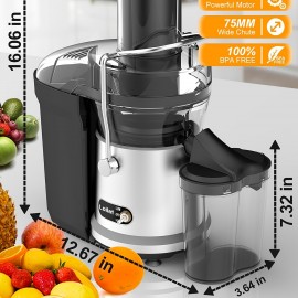 Christmas Gifts, Powerful Juicer, 1200W Juicer Machine With 3